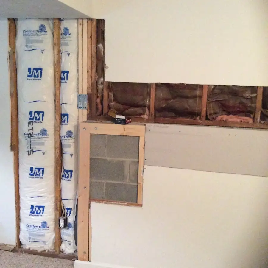 Wall insulation replacement during Basement Flood Cleanup in De Witt